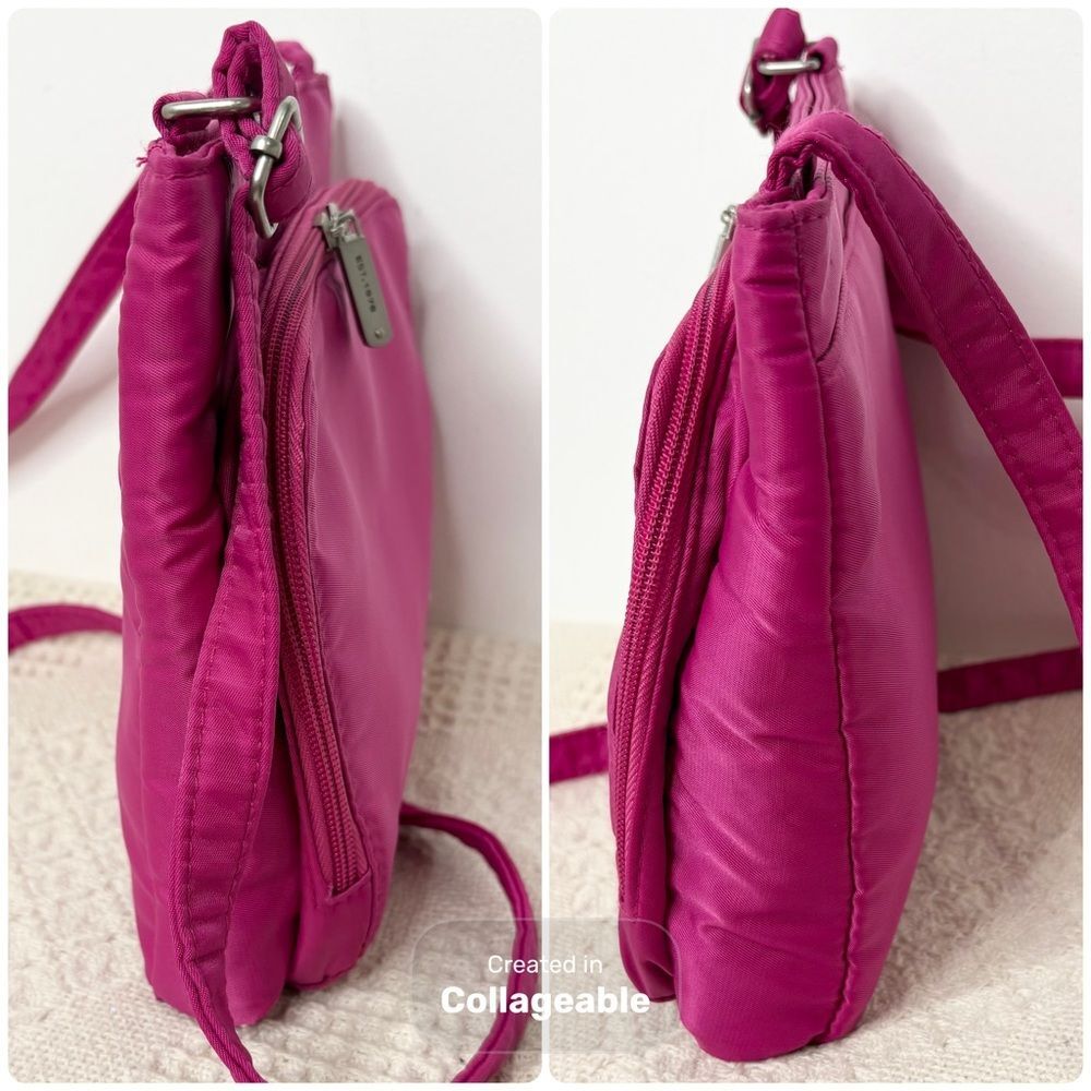 Travelon Hot Pink Crossbody Bag Lightweight Nylon Travel Purse - Picture 3 of 9